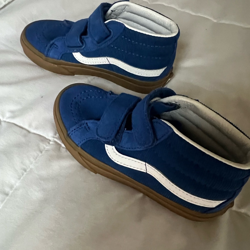 Vans Blue and White High-Top Sneakers